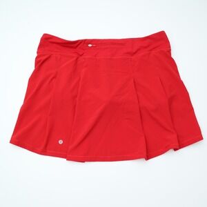 Lululemon Red Pleated Athletic Tennis Skirt With Built-In Shorts Size 12